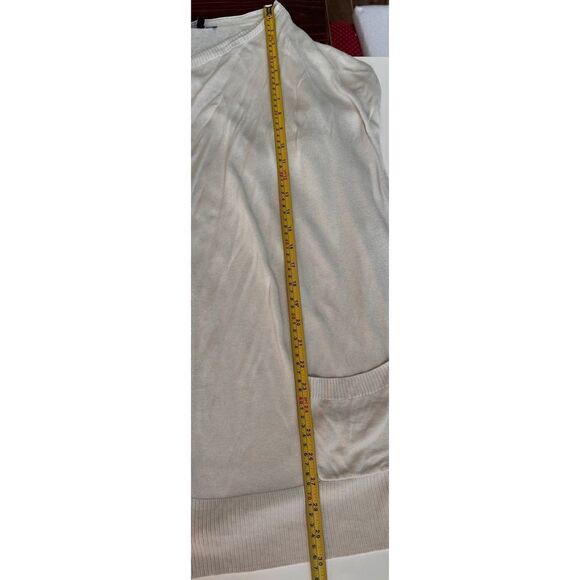 Chaus Waterfall Cardigan XL White Silk Pockets - Picture 5 of 6